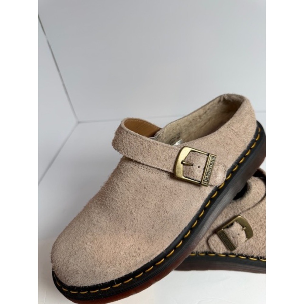 Dr. Martens  Light Tan Suede Slip-On Mule with Buckle - Picture 10 of 11